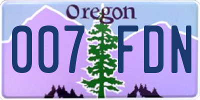 OR license plate 007FDN