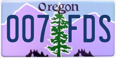 OR license plate 007FDS