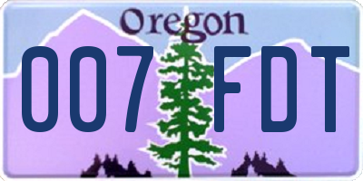 OR license plate 007FDT