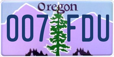 OR license plate 007FDU