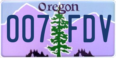 OR license plate 007FDV