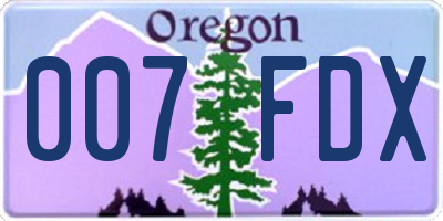 OR license plate 007FDX