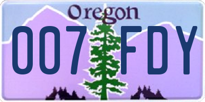 OR license plate 007FDY