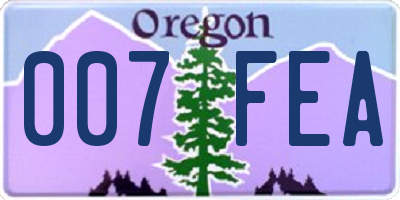 OR license plate 007FEA