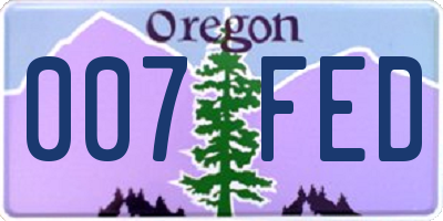 OR license plate 007FED