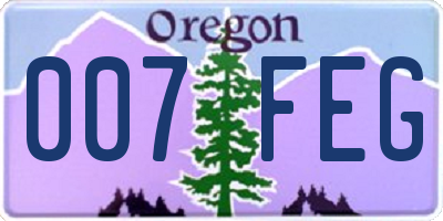 OR license plate 007FEG