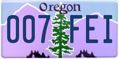 OR license plate 007FEI
