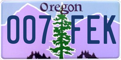OR license plate 007FEK