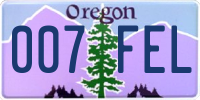 OR license plate 007FEL