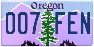 OR license plate 007FEN