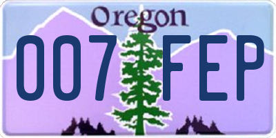 OR license plate 007FEP