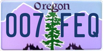 OR license plate 007FEQ