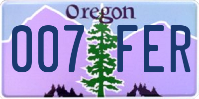 OR license plate 007FER