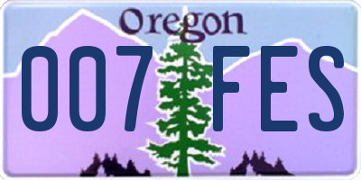 OR license plate 007FES
