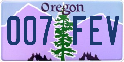 OR license plate 007FEV