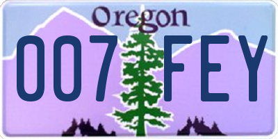 OR license plate 007FEY