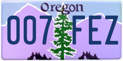 OR license plate 007FEZ