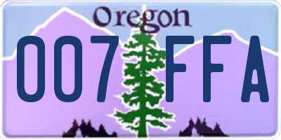 OR license plate 007FFA