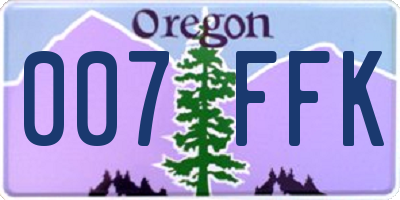 OR license plate 007FFK