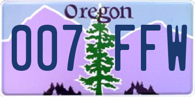 OR license plate 007FFW