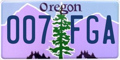 OR license plate 007FGA