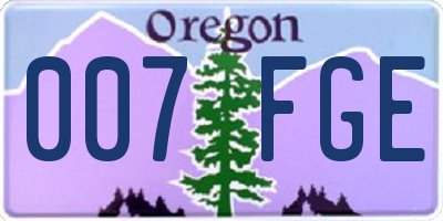 OR license plate 007FGE