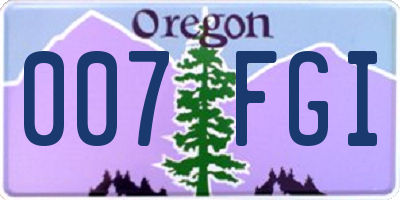 OR license plate 007FGI