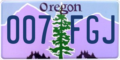 OR license plate 007FGJ