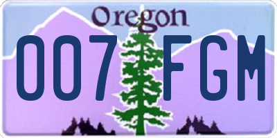 OR license plate 007FGM