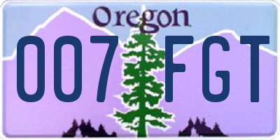 OR license plate 007FGT