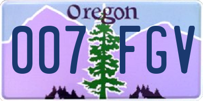 OR license plate 007FGV