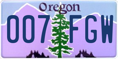 OR license plate 007FGW
