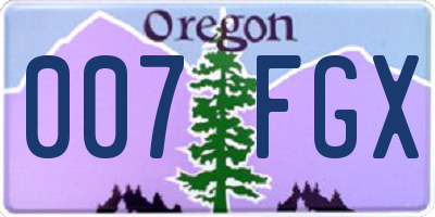 OR license plate 007FGX