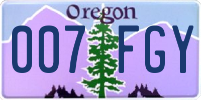 OR license plate 007FGY
