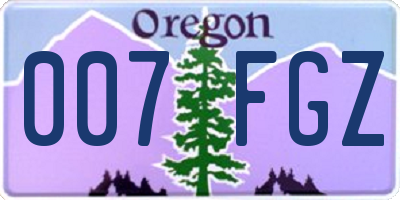 OR license plate 007FGZ