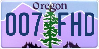 OR license plate 007FHD