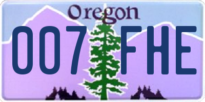 OR license plate 007FHE