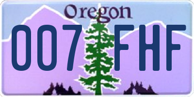 OR license plate 007FHF