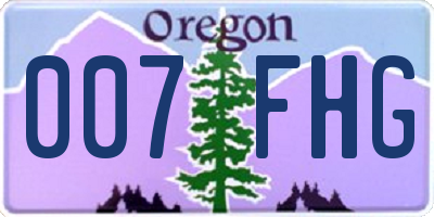 OR license plate 007FHG