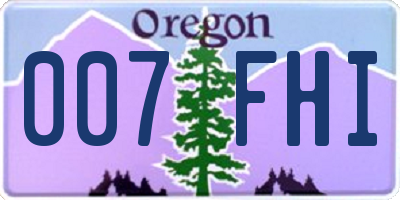 OR license plate 007FHI