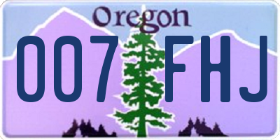 OR license plate 007FHJ