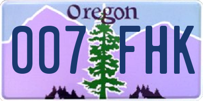 OR license plate 007FHK