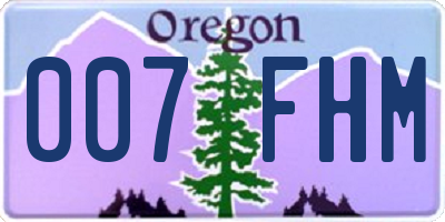 OR license plate 007FHM