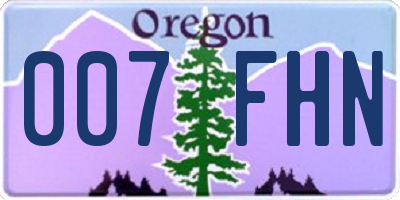 OR license plate 007FHN