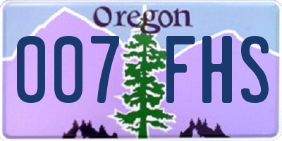 OR license plate 007FHS