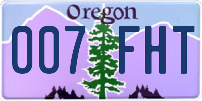 OR license plate 007FHT