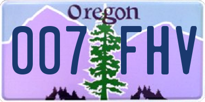 OR license plate 007FHV