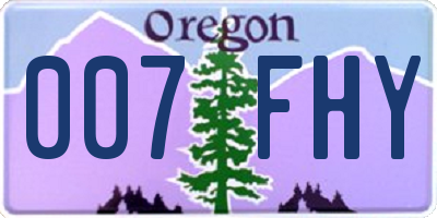 OR license plate 007FHY
