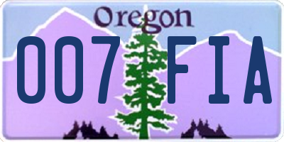 OR license plate 007FIA