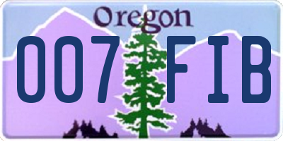 OR license plate 007FIB